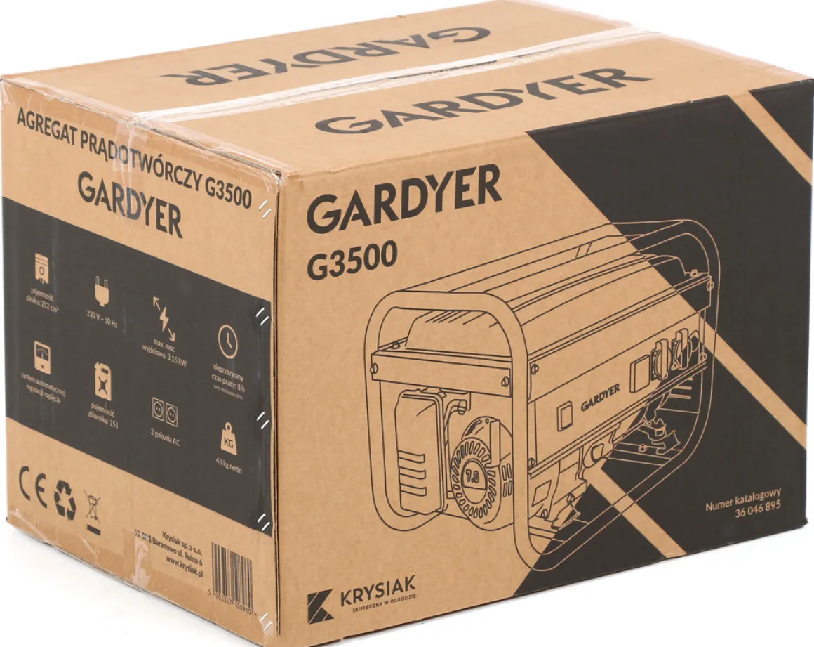 AGREGAT PRĄDOTWÓRCZY GENERATOR PRĄDU JEDNOFAZOWY GARDYER G3500 3.1 kW - OFICJALNY DYSTRYBUTOR - AUTORYZOWANY DEALER GARDYER