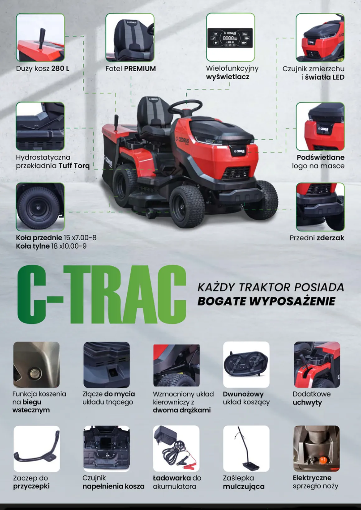 Cedrus C-TRAC 103HC Premium traktorek ogrodowy kosiarka samojezdna hydrostat 102 cm