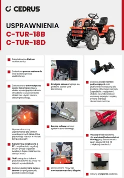 CEDRUS C-TUR 18B 4x4 TRAKTOR TRAKTOREK MINI ROLNICZY SPALINOWY WIELOFUNKCYJNY LONCIN LC192FD 18KM 4x4 - OFICJALNY DYSTRYBUTOR - AUTORYZOWANY DEALER CEDRUS