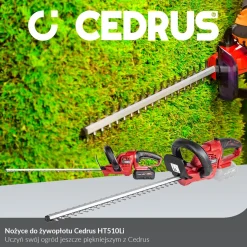 CEDRUS HT510 Li SEKATOR AKUMULATOROWY NOŻYCE DO ŻYWOPŁOTU KRZAKÓW KRZEWÓW CEDHT510LI 20V POWER+ OFICJALNY DYSTRYBUTOR - AUTORYZOWANY DEALER CEDRUS