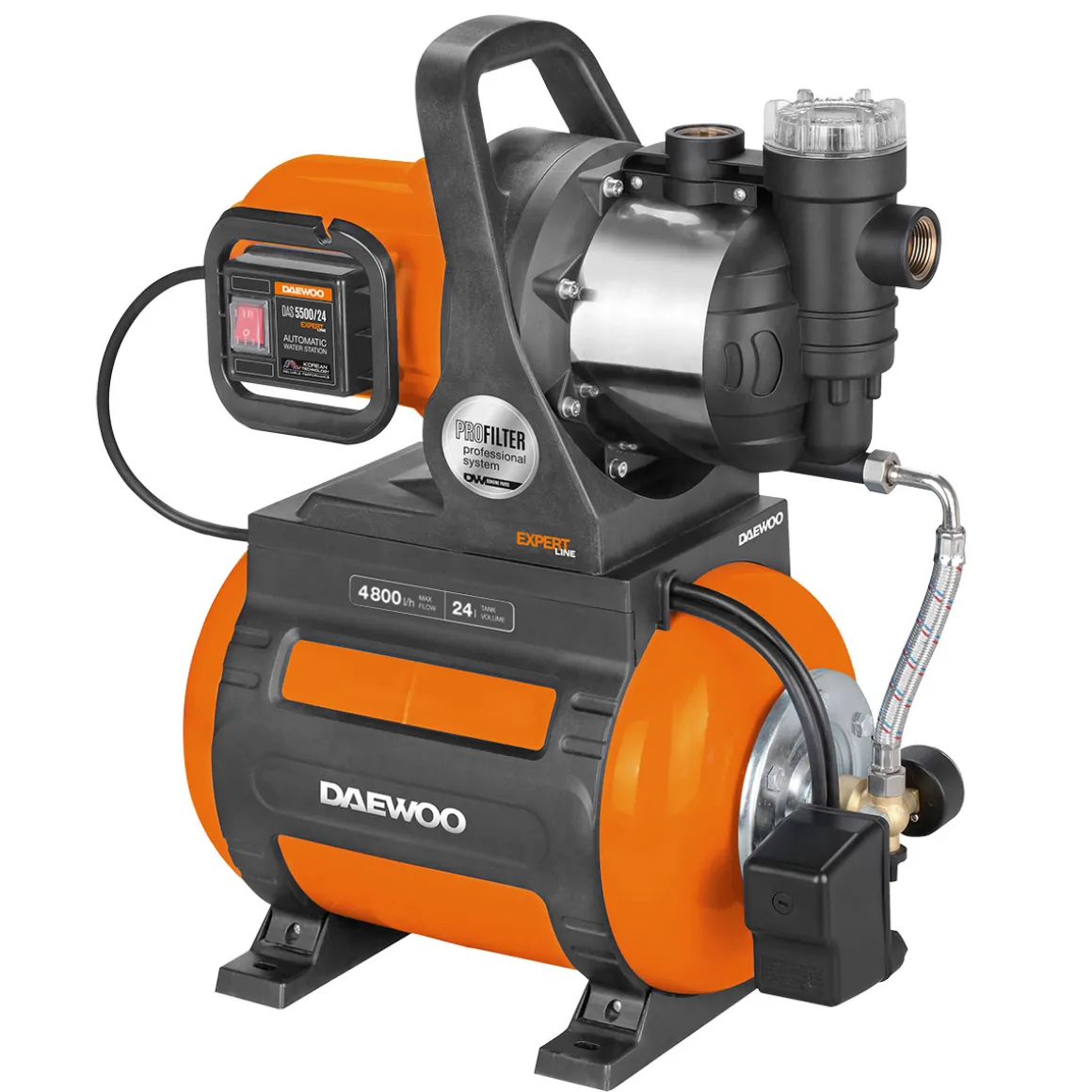 DAEWOO DAS 5500/24 ZESTAW HYDROFOROWY HYDROFOR 24l POMPA DO WODY OGRODOWA 4800l/h - OFICJALNY DYSTRYBUTOR - AUTORYZOWANY DEALER DAEWOO