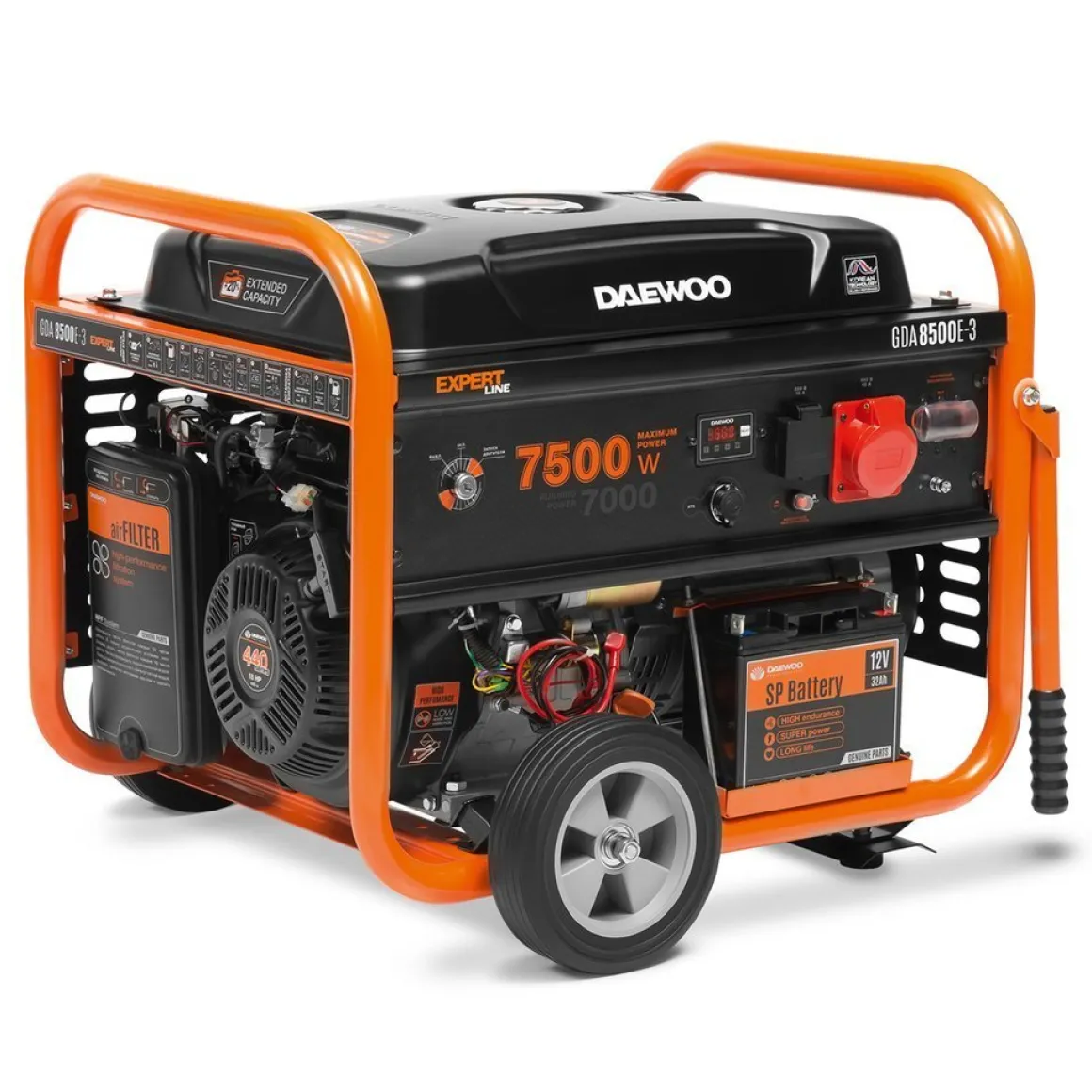 DAEWOO GDA 8500E-3 AGREGAT GENERATOR PRĄDOTWÓRCZY Z ROZRUSZNIKIEM 1x16A 230V, 1x16A 380V AVR MOC 7,5kW - OFICJALNY DYSTRYBUTOR - AUTORYZOWANY DEALER DAEWOO