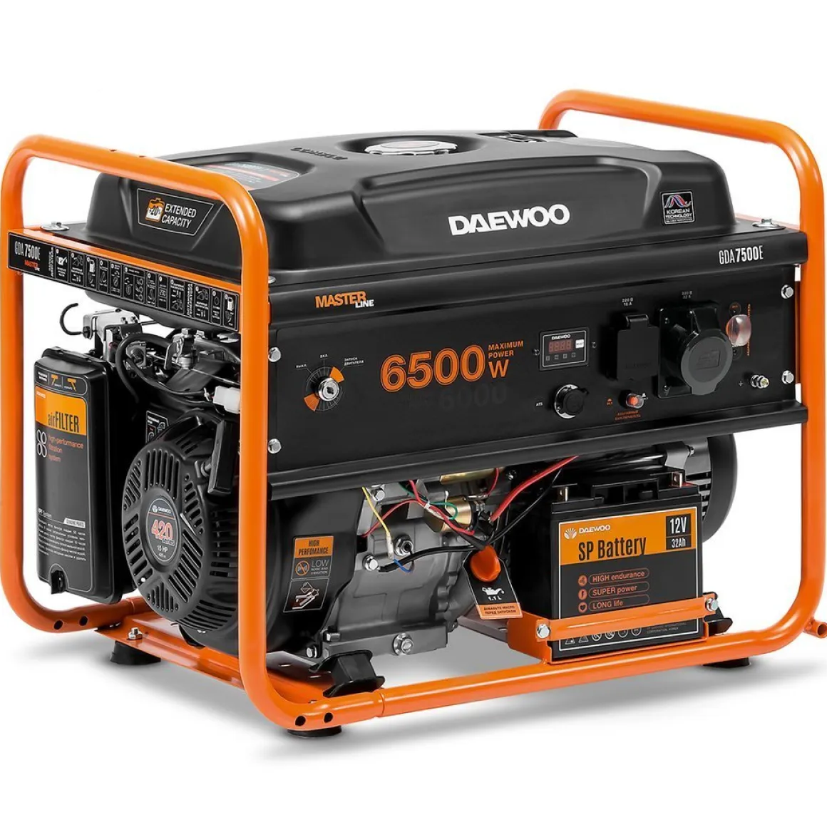 DAEWOO GDA 7500E AGREGAT GENERATOR PRĄDOTWÓRCZY Z ROZRUSZNIKIEM 1x16A, 1x32A MOC 6,5kW - OFICJALNY DYSTRYBUTOR - AUTORYZOWANY DEALER DAEWOO
