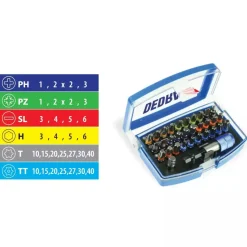 DEDRA 18A11S032 Zestaw bitów 32szt S2 HEX 1/4 końcówki wkrętakowe Torx PH PZ SL H