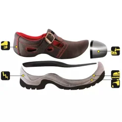 DEDRA BH9D1-47 Sandały bezpieczne BHP S1 SRC r.47 buty robocze ochronne skórzane