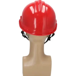 DEDRA BH1085 Kask ochronny czerwony budowlany, hełm BHP, 4-punktowy pasek podbródkowy