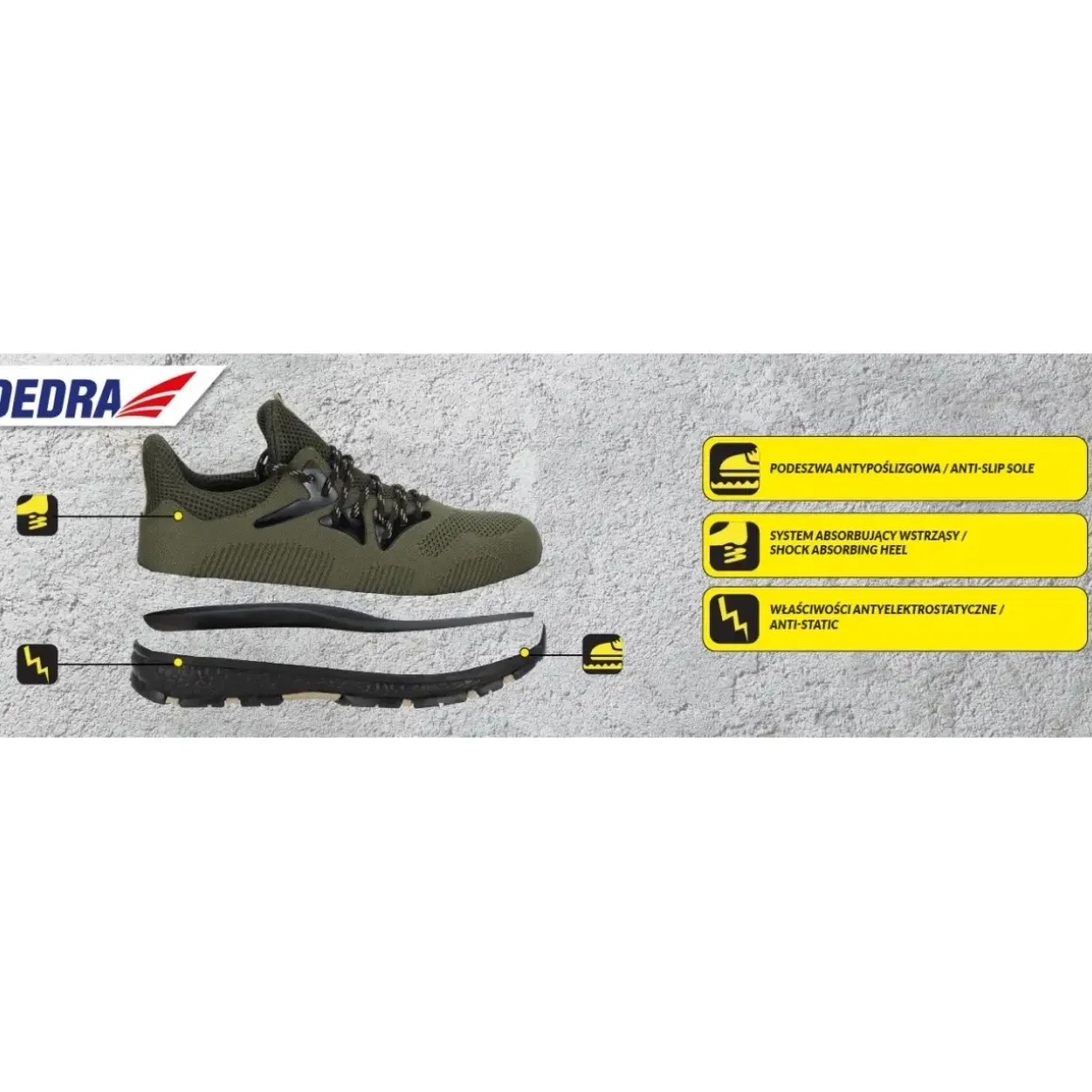 DEDRA BH9M83AZ-39 M83AZ Sport półbuty zawodowe buty robocze O1 SRC bez podnoska