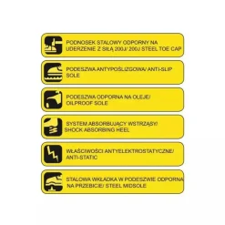 DEDRA BH9P1A-46 Półbuty Bezpieczne Buty BHP Obuwie Ochronne Skórzane S1P SRC r.46