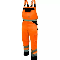 DEDRA BH81SO2-L Spodnie ochronne ogrodniczki robocze odblaskowe BHP pomarańczowe L/52