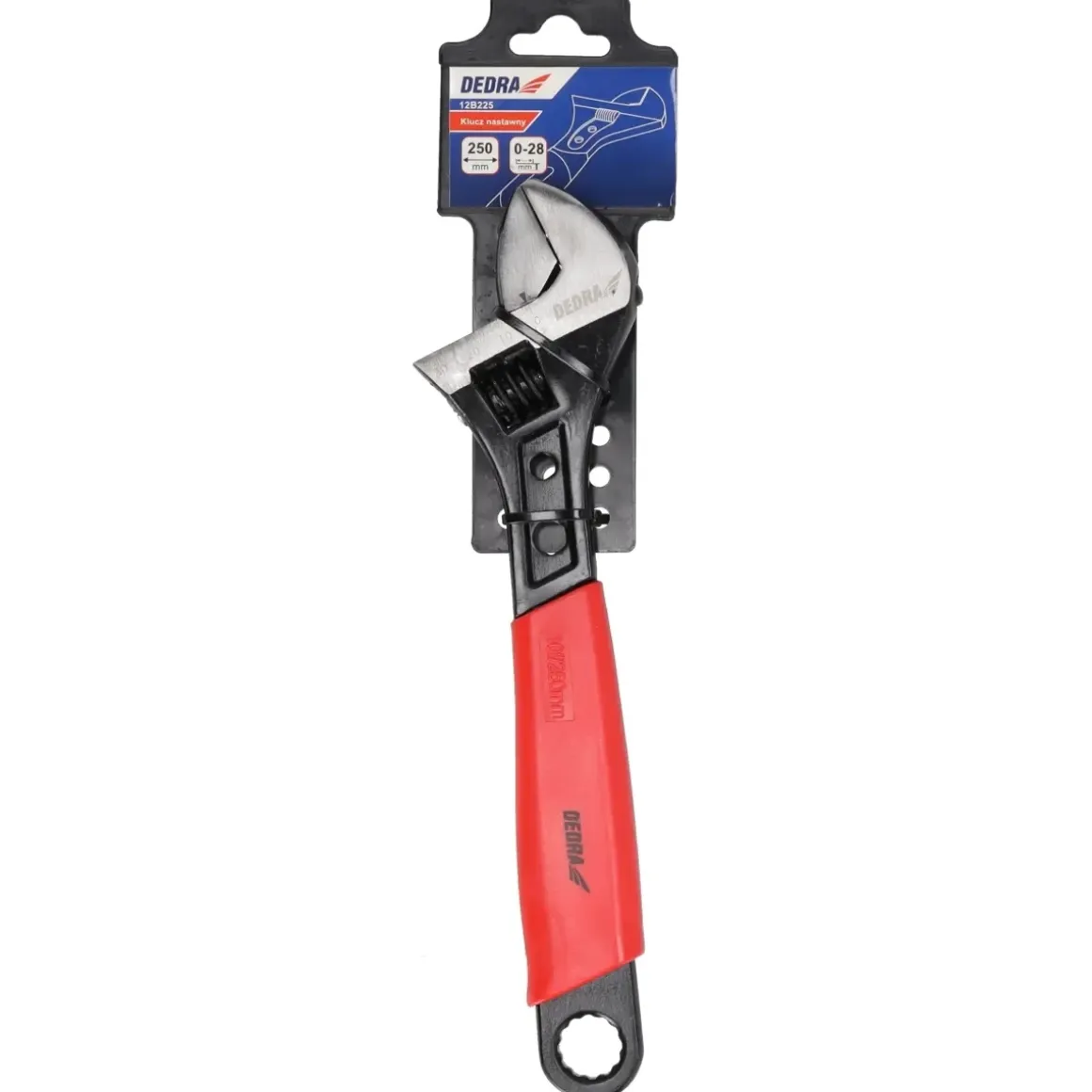 DEDRA 12B225 Klucz nastawny francuski 250 mm 0-28 mm, HCS, gumowany uchwyt