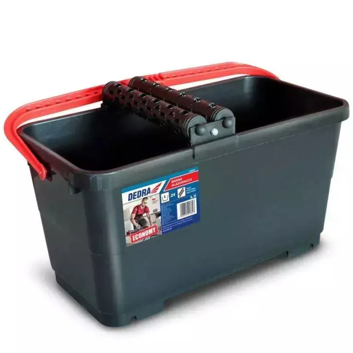 DEDRA 15B090 Wanna glazurnicza 24L na kółkach, wiadro do fugowania, rolki karbowane