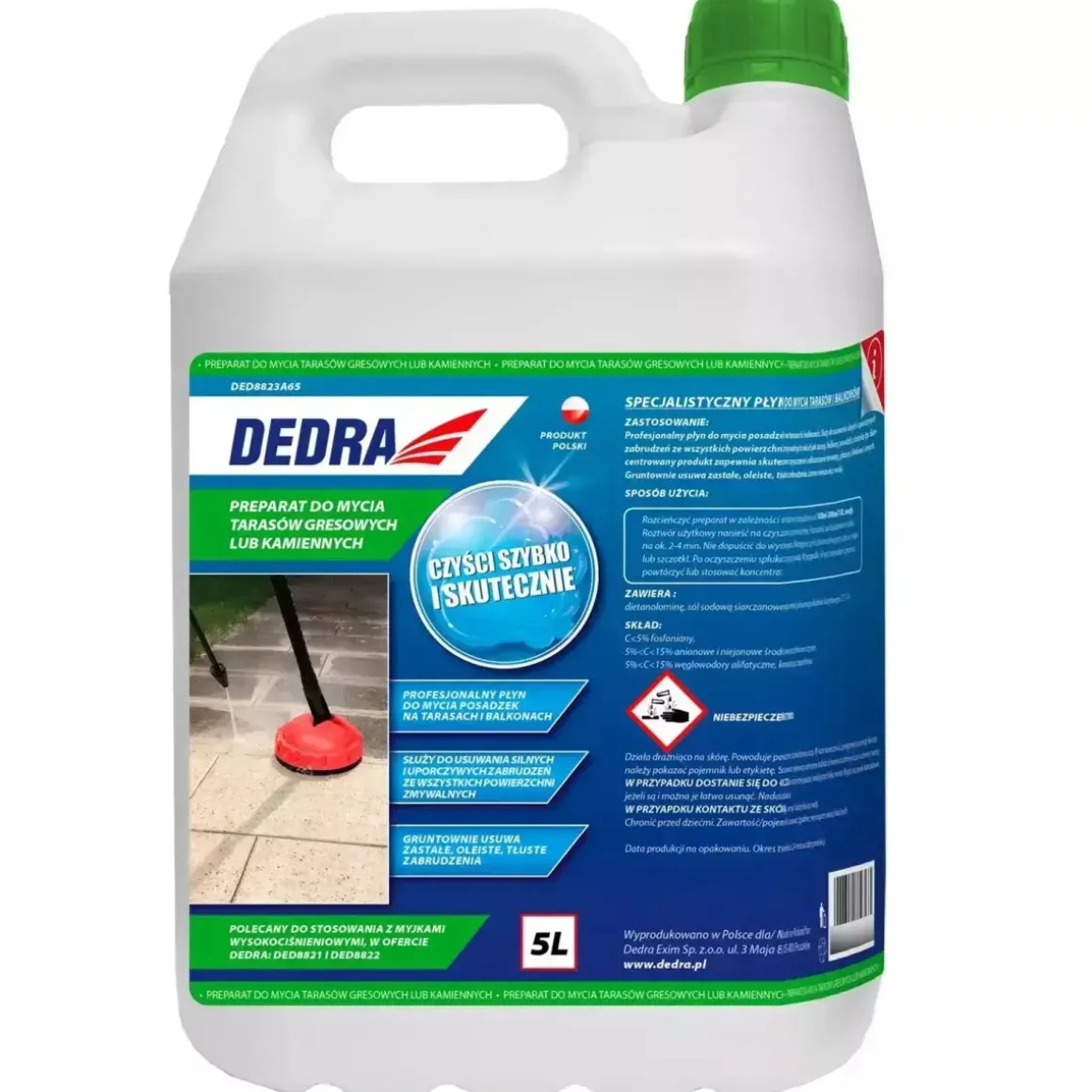 DEDRA DED8823A65 Preparat myjący 5L do tarasów gresu kamienia balkonów i myjek ciśnieniowych