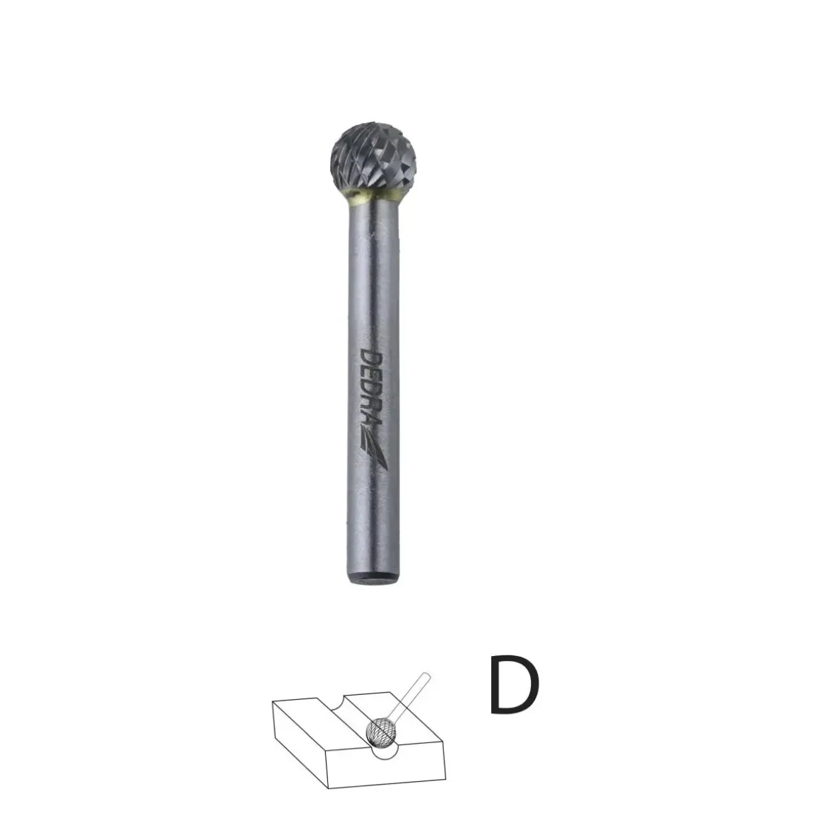 DEDRA DED7948 frez trzpieniowy kulisty D12x10mm trzpień 6mm, frez kulowy węglik spiekany