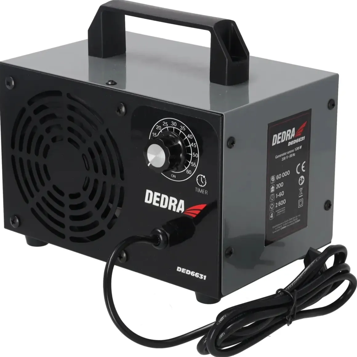 DEDRA DED6631 Generator ozonu 60g/h profesjonalny ozonator do auta i pomieszczeń