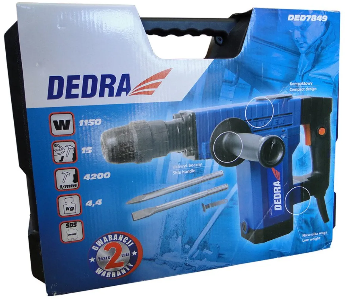 DEDRA DED7849 MŁOT WYBURZENIOWY KUJĄCY SDS MAX MŁOTOWIERTARKA 1150W EWIMAX - OFICJALNY DYSTRYBUTOR - AUTORYZOWANY DEALER DEDRA