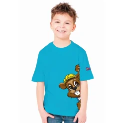 DEDRA DEDRUŚ BH5TKT-6 koszulka dziecięca T-shirt bluzka 100% bawełna turkus 6/122 cm