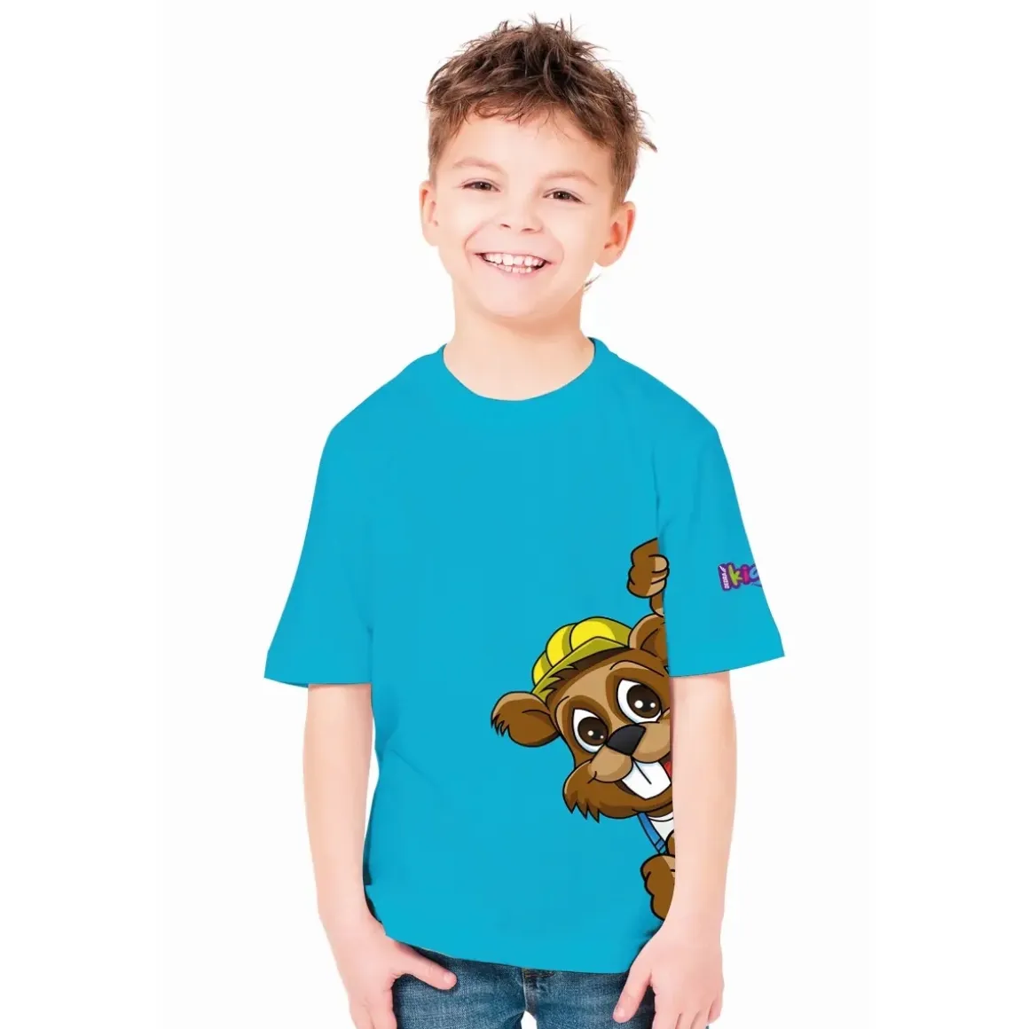 DEDRA DEDRUŚ BH5TKT-6 koszulka dziecięca T-shirt bluzka 100% bawełna turkus 6/122 cm