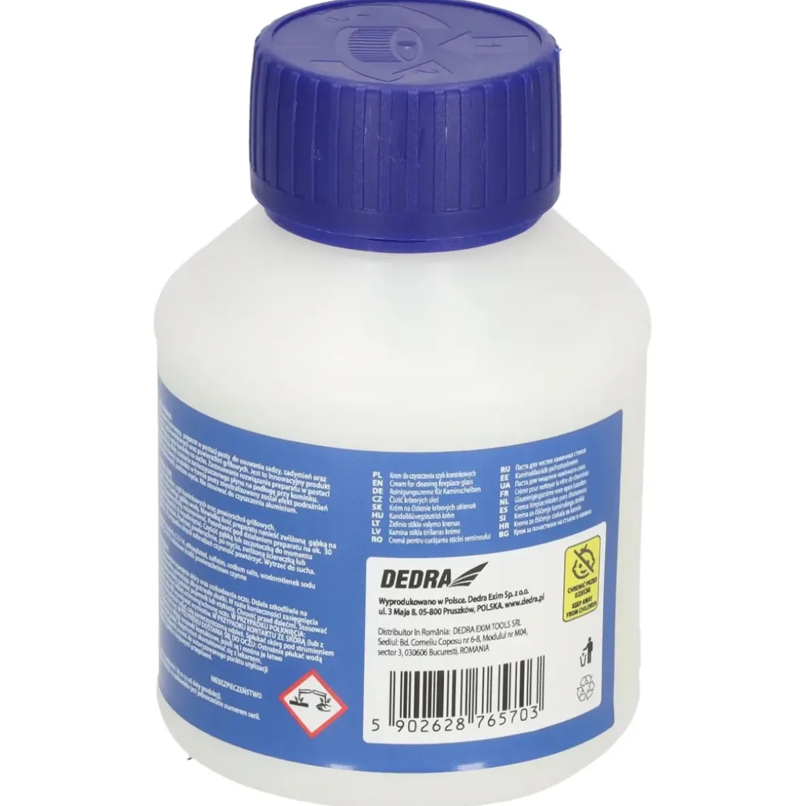 DEDRA DEGT050 Krem do szyb kominkowych 250 ml pasta do grilla, sadzy i tłuszczu