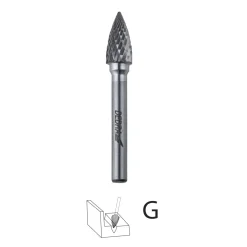 DEDRA 07F662 Frez trzpieniowy G12x25mm 6mm, stożkowy ostry, pilnik obrotowy węglikowy