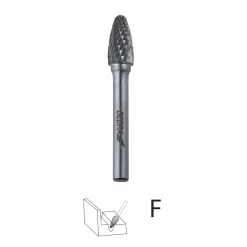 DEDRA 07F653 Frez trzpieniowy widiowy ostrołukowy zaokr. F 12x25 mm, trzpień 6 mm