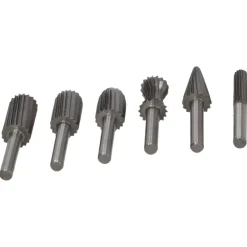 Dedra 07F500 Frezy trzpieniowe HSS do metalu aluminium gratowniki 6 szt. do szlifierki 6 mm