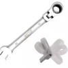 DEDRA 14GP52 Klucz płaski oczkowy 18mm CrV z grzechotką, przegub 72T 180°