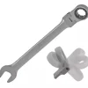 DEDRA 14GP53 Klucz płaski oczkowy 19mm CrV grzechotkowy przegubowy 180°