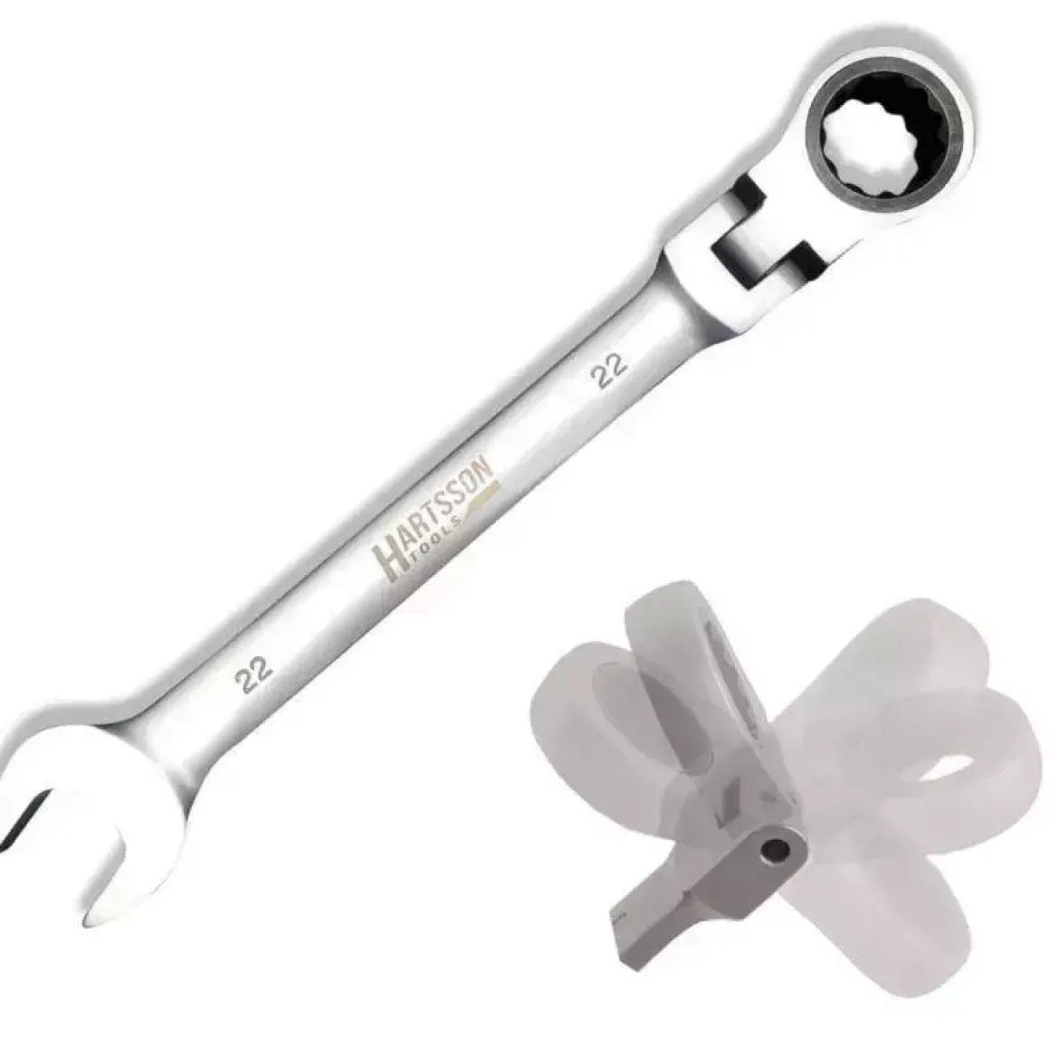 DEDRA 14GP55 Klucz płasko-oczkowy grzechotkowy 21 mm CrV przegubowy 180° 72T