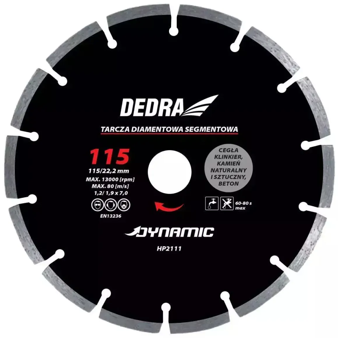 DEDRA HP2119E Tarcza diamentowa segmentowa 350x25,4mm do glazury betonu cegły Dynamic