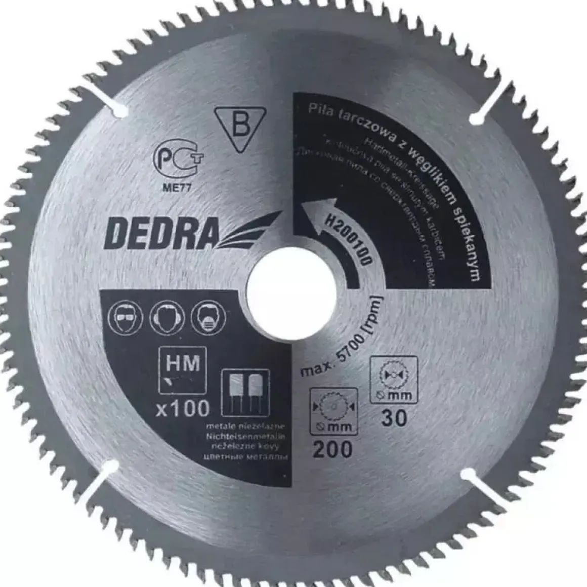 DEDRA H210100 Piła tarczowa do aluminium 210x30 mm 100Z tarcza metale nieżelazne