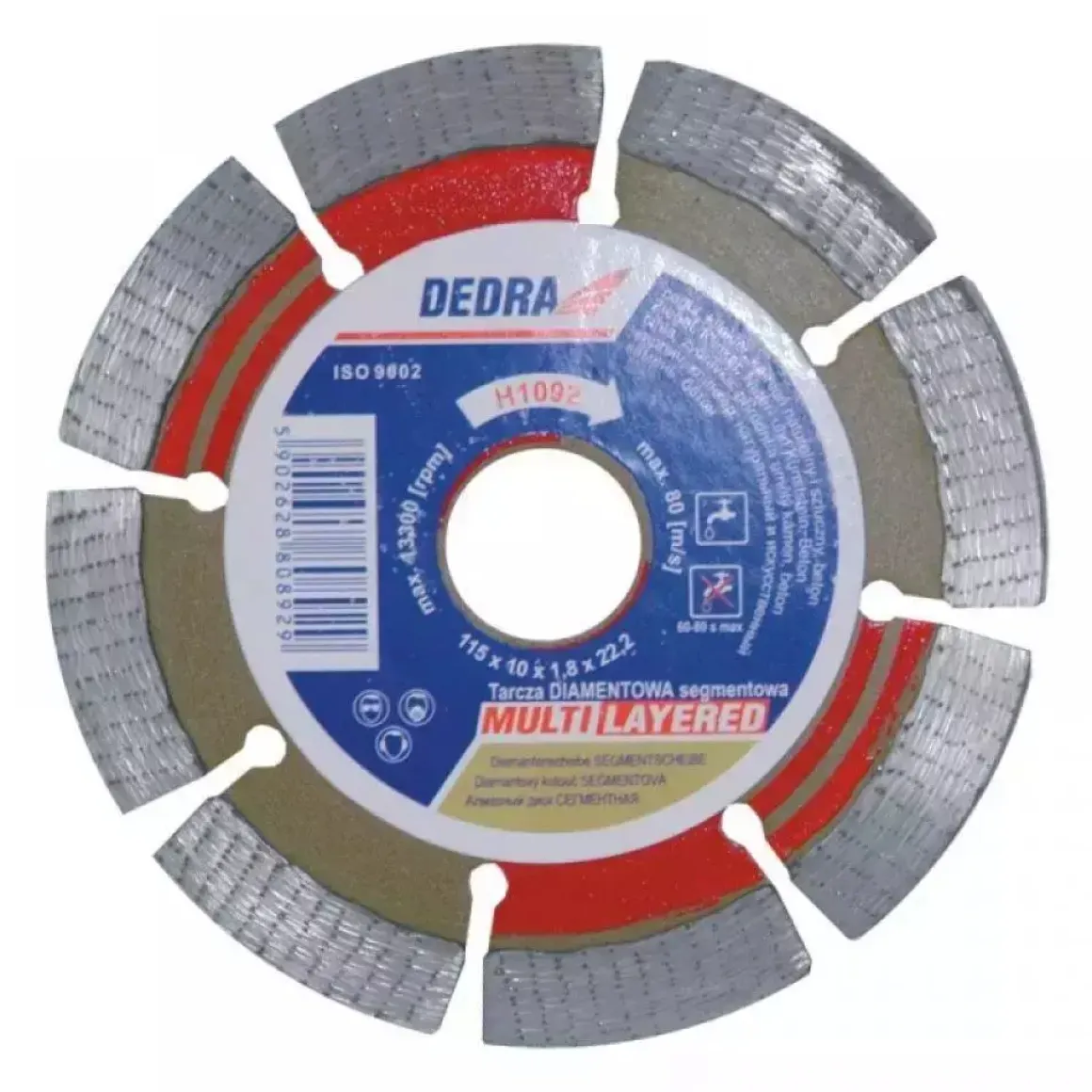 DEDRA H1097 Tarcza diamentowa segmentowa 230x22,2 do betonu, klinkieru, kamienia i cegły