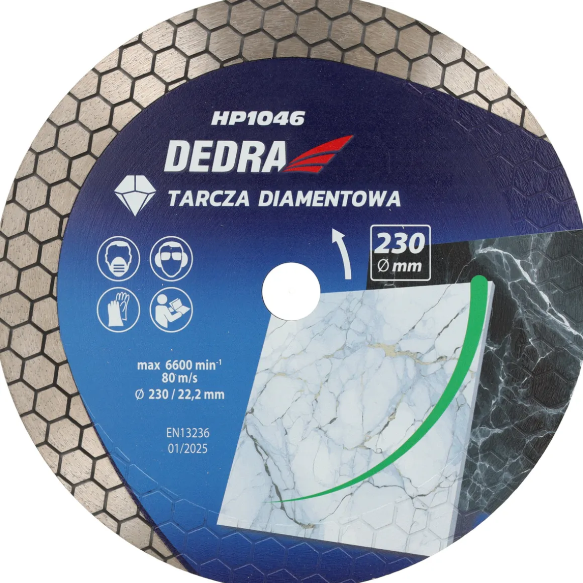 DEDRA H1046 Tarcza diamentowa segmentowa 230mm plaster miodu do betonu gresu kamienia ceramiki