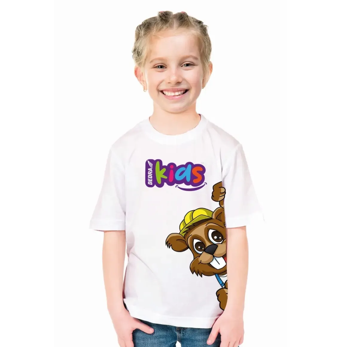 DEDRA Kids Dedruś BH5TKB-8 koszulka dziecięca biała 8/134 cm T-shirt 100% bawełna