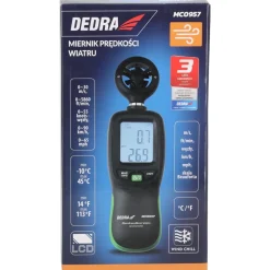 DEDRA MC0957 Miernik prędkości wiatru anemometr wiatromierz ręczny termometr LCD