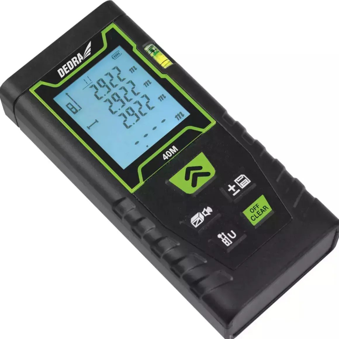 DEDRA MC0920 Zestaw laser krzyżowy zielony + dalmierz laserowy 40m, miara laserowa