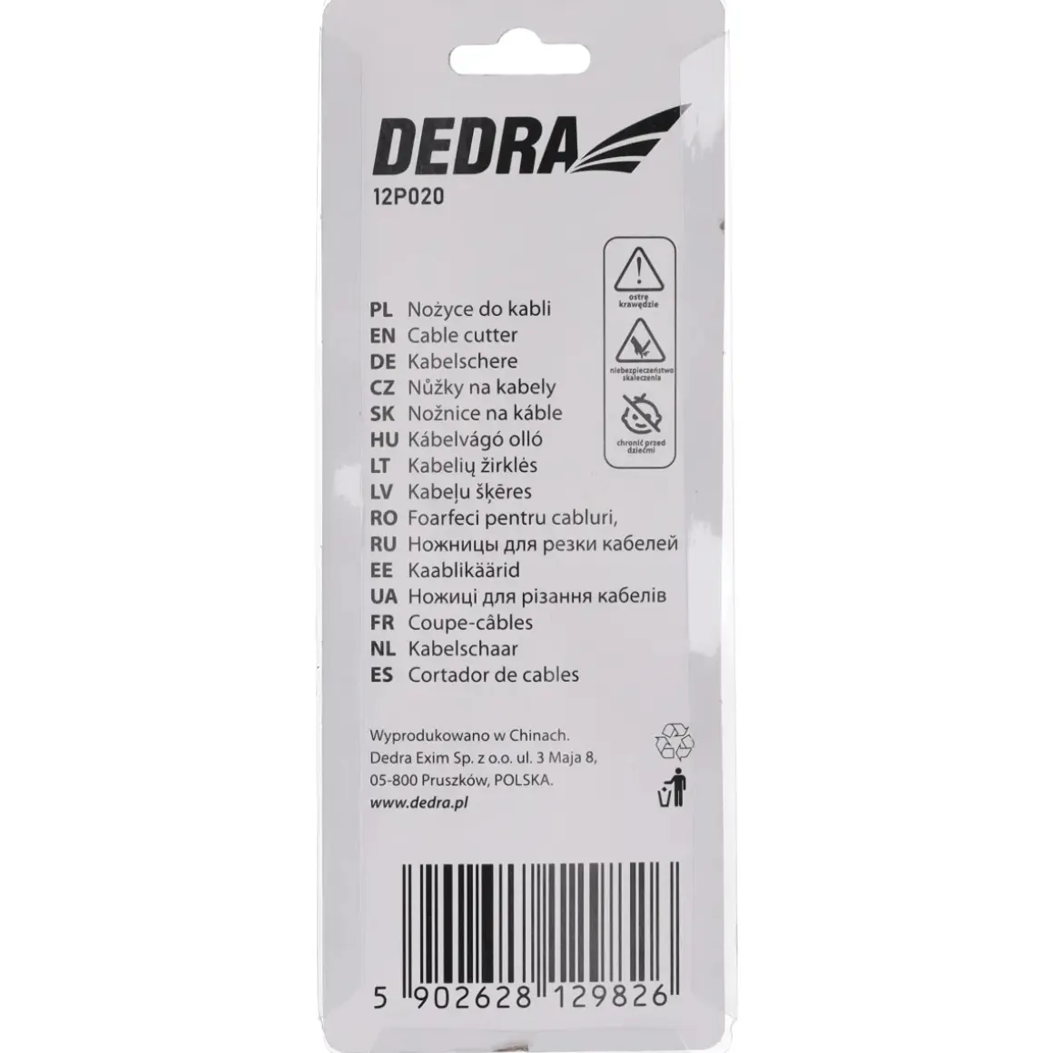 DEDRA 12P020 Nożyce obcinak do kabli miedzianych aluminiowych 10,5 mm 180 mm
