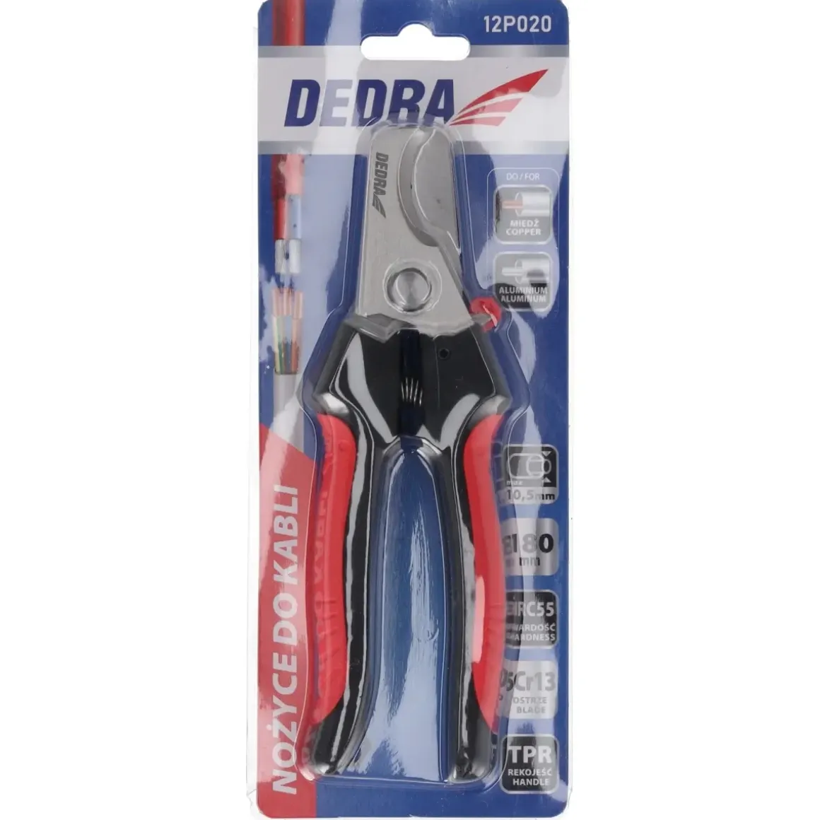 DEDRA 12P020 Nożyce obcinak do kabli miedzianych aluminiowych 10,5 mm 180 mm