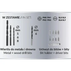 DEDRA SAS+ALL DED7030A03 zestaw narzędzi 18V w walizce, wkrętarka zakrętarka