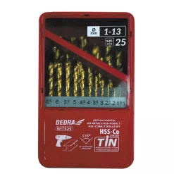 DEDRA WITS25 Zestaw wierteł kobaltowych do metalu HSS-Co TiN 135° 25 szt. DIN338