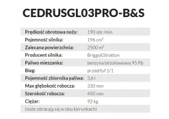 Glebogryzarka przeciwbieżna Cedrus GL03 PRO B&S 6,5KM Briggs