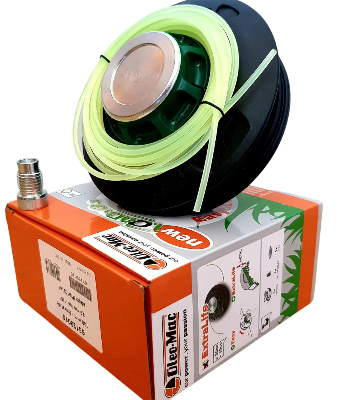 GŁOWICA DO KOS ŻYŁKOWA OLEO-MAC LOAD&GO 130mm x 3mm EXTRALIFE M10x1.25 LHF z metalowym pokrętłem EFCO 63129015 - OFICJALNY DYSTRYBUTOR - AUTORYZOWANY DEALER OLEO MAC