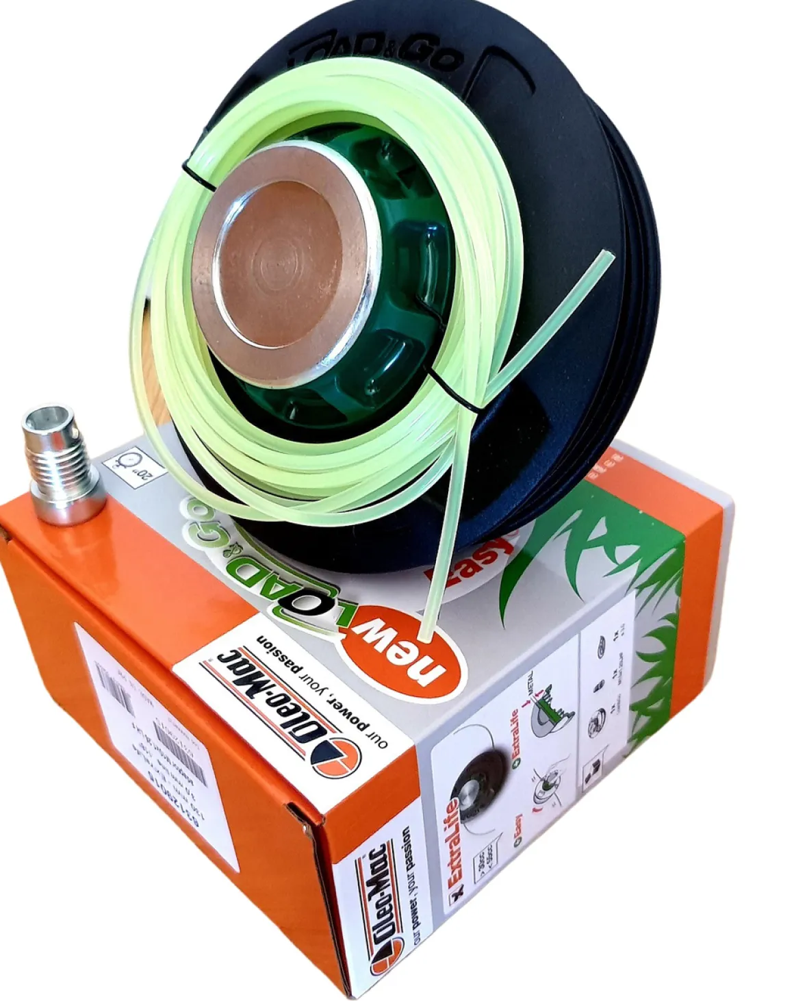 GŁOWICA DO KOS ŻYŁKOWA OLEO-MAC LOAD&GO 130mm x 3mm EXTRALIFE M10x1.25 LHF z metalowym pokrętłem EFCO 63129015 - OFICJALNY DYSTRYBUTOR - AUTORYZOWANY DEALER OLEO MAC