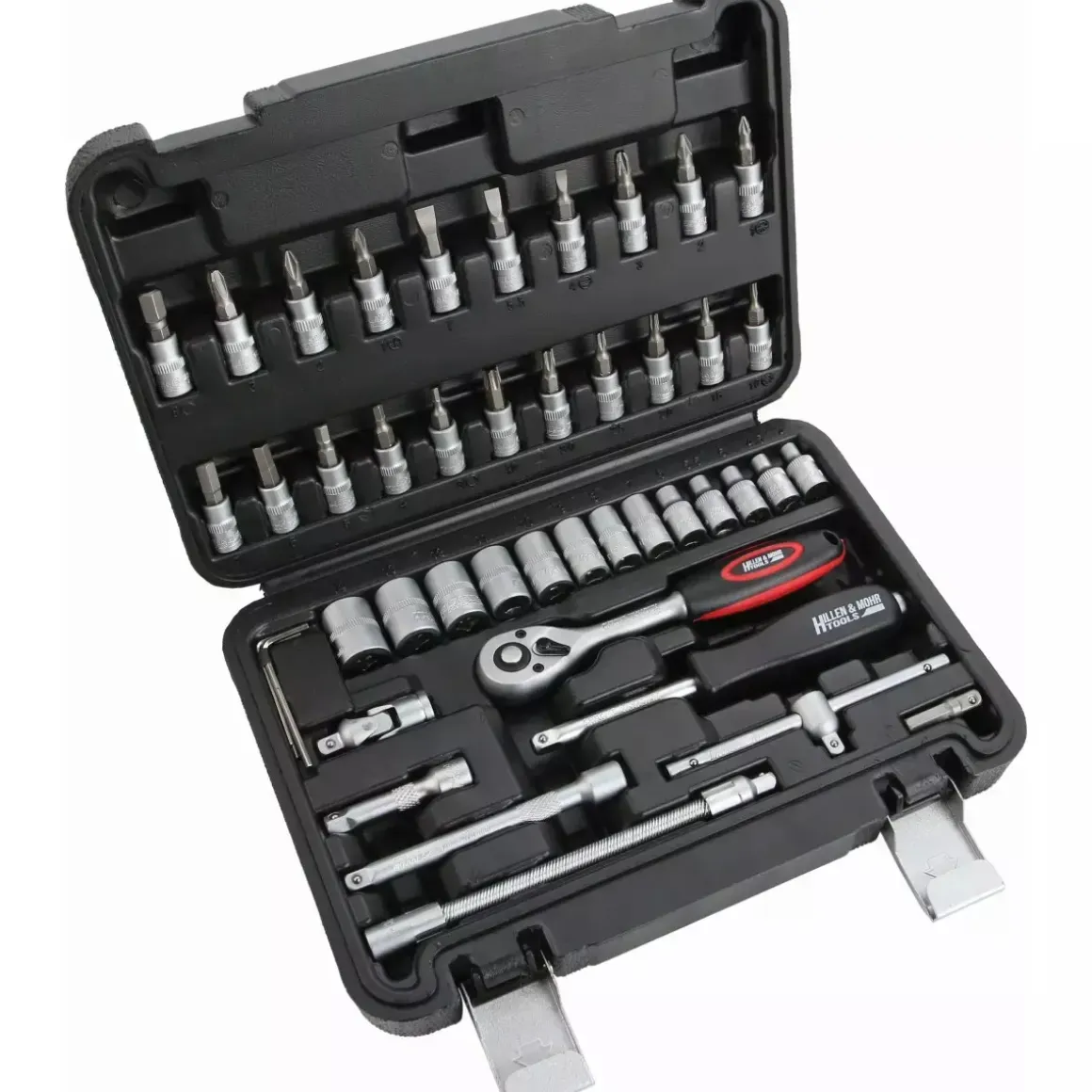 Hillen&Mohr 17K046A Zestaw kluczy nasadowych 46 szt. 1/4 cala, grzechotka, nasadki, bity