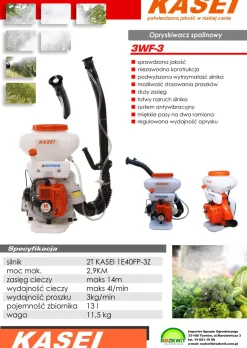 KASEI 3WF-3 OPRYSKIWACZ SPALINOWY ZAMGŁAWIAJĄCY ZAMGŁAWIACZ DYFUZYJNY DO DEZYNFEKCJI PLECAKOWY OGRODOWY SADOWNICZY 2,9KM, 14L