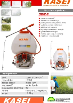KASEI 3WZ-6 OPRYSKIWACZ SPALINOWY CIŚNIENIOWY PLECAKOWY 15L.