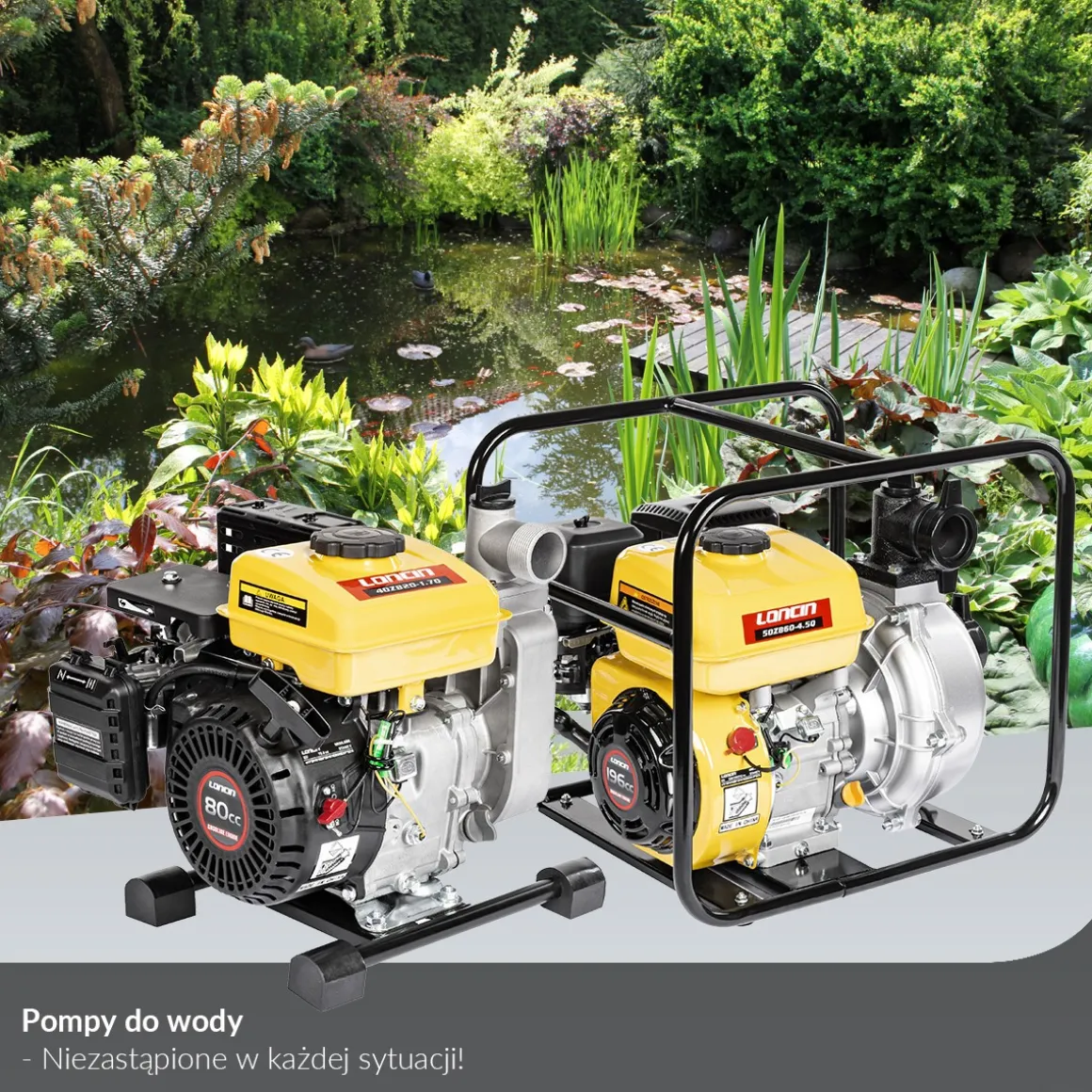 LONCIN LC80WB30-4.5Q MOTOPOMPA POMPA STRAŻACKA SPALINOWA SZLAMOWA DO WODY BRUDNEJ CZYSTEJ WYSOKOWYDAJNA 6.5KM 45000 l/h 45m3/h - EWIMAX OFICJALNY DYSTRYBUTOR - AUTORYZOWANY DEALER LONCIN