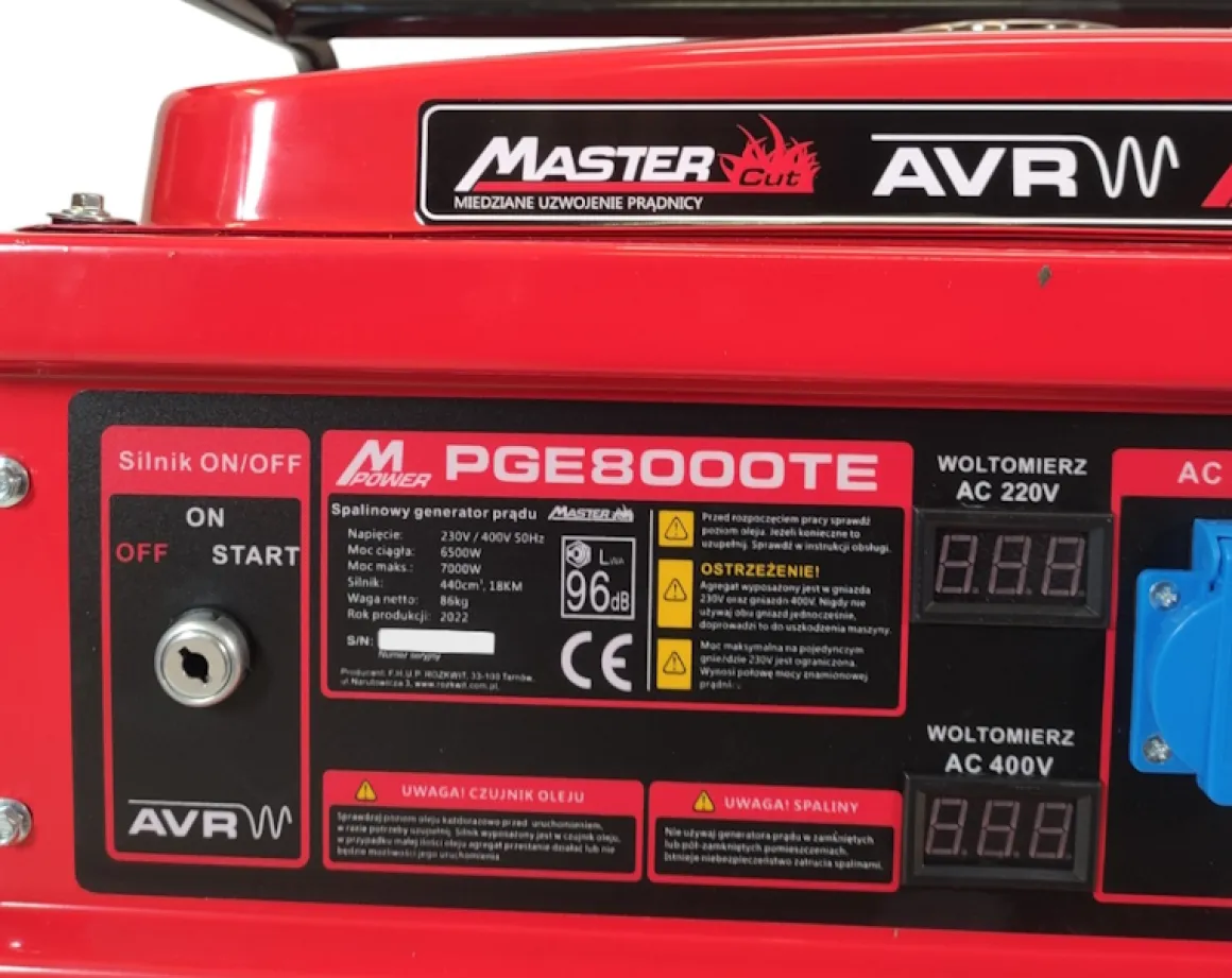 MASTERCUT PGE8000TE AGREGAT PRĄDOTWÓRCZY GENERATOR PRĄDU 6,5KW 230/400V 18KM ESTART