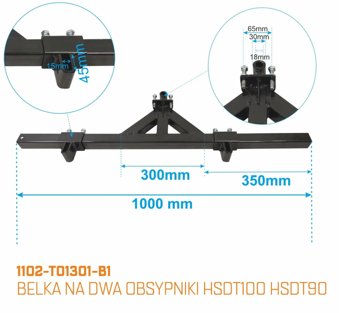 MASTERCUT 1102-T01301-B2 PODWÓJNA BELKA MONTAŻOWA UCHWYT TYLNY DO MONTAŻU AKCESORIÓW DO GLEBOGRYZARKI MASTERCUT HSDT100, HSDT90
