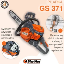 OLEO-MAC GS 371 PIŁA PILARKA PRZECINARKA SPALINOWA ŁANCUCHOWA DO DREWNA 2.6 KM PREMIUM 50189151E2 OFICJALNY DYSTRYBUTOR - AUTORYZOWANY DEALER OLEO-MAC