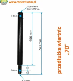 PRZEDŁUŻKA WIERTŁA WIERTNICY KASEI MASTERCUT 70CM FI20